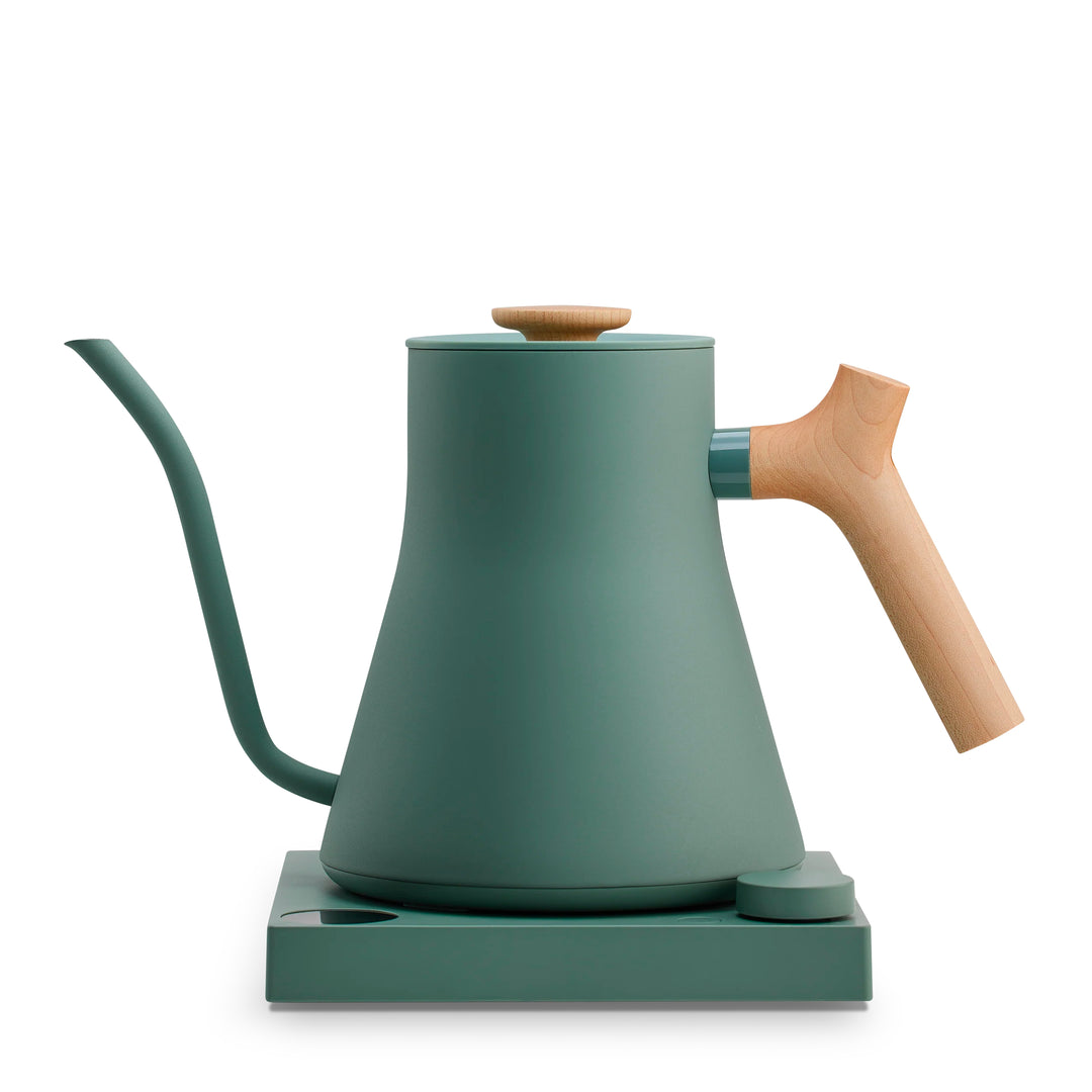 Fellow Stagg EKG Electric Kettle - Smoke Green with Maple byt the You Barista Coffee Company UK London Surrey
