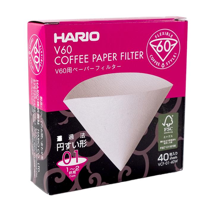 Hario V60 Coffee Filter Papers Size 01 White - 40 Pack - You Barista - Filter Papers